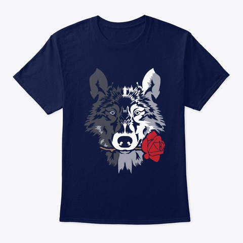 Funny Wolf T Shirts Navy T-Shirt Front