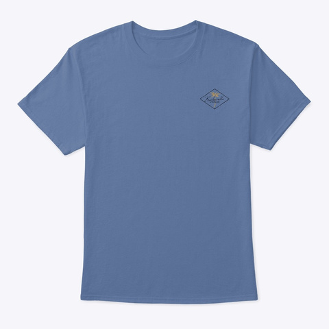 Curved Palms Denim Blue T-Shirt Front