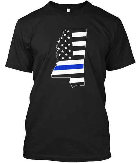 Mississippi Thin Blue Line Tshirts Hoodie Black T-Shirt Front