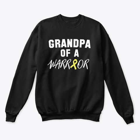 Grandpa Of A Warrior, Childhood Cancer Black T-Shirt Front