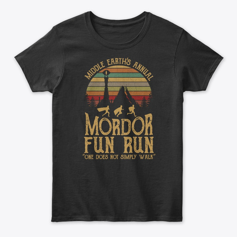 Middle Earth's Annual   Mordor Fun Run Black T-Shirt Front