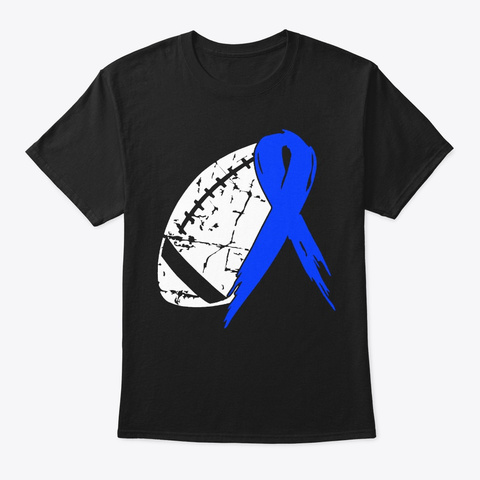 Football Tackle Rectal Cancer Awareness Black T-Shirt Front