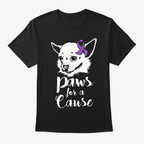 Paws For A Cause Stomach Cancer Warrior Black T-Shirt Front