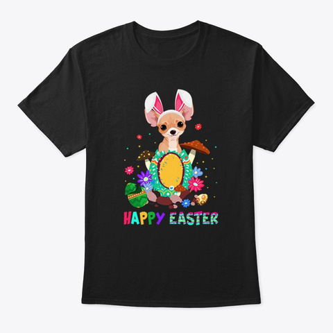 Happy Easter Dog Shirts Black T-Shirt Front