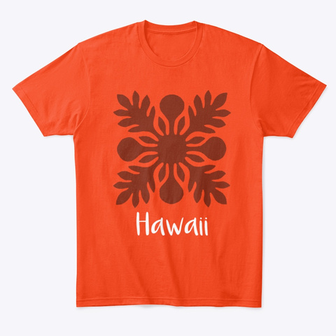 Hawaiian Motif2 Deep Orange  T-Shirt Front