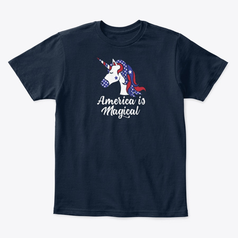 America Is Magical Patriotic Unicorn New Navy T-Shirt Front