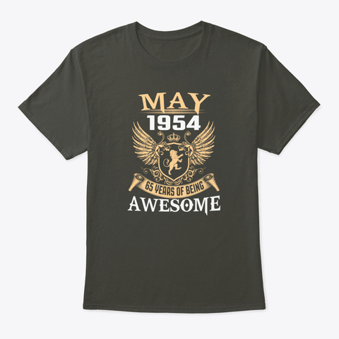 May 1954 65 Years Of Being Awesome Smoke Gray T-Shirt Front