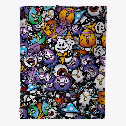 Colorful Graffity Characters Pattern Black Kaos Front