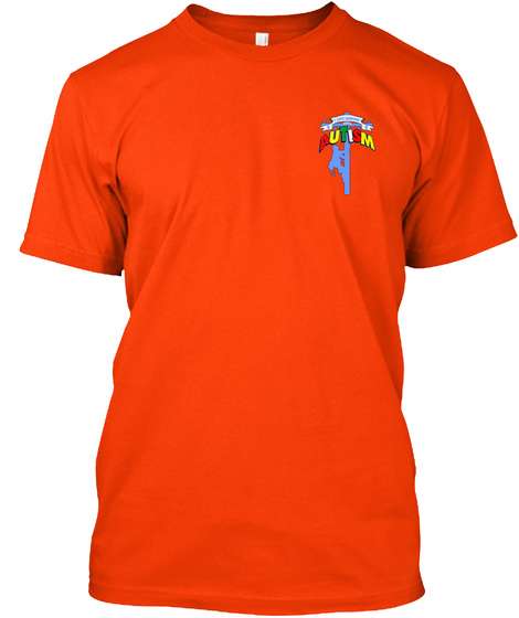 Lineman Autism Moon Back Lc Orange T-Shirt Front