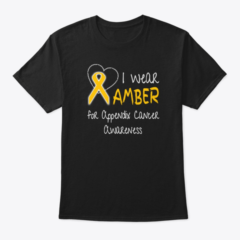I Wear Amber For Appendix Cancer Ribbon Black T-Shirt Front