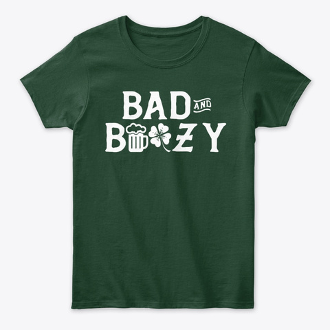 Bad and Boozy Lucky Green Shamrock Unisex Tshirt