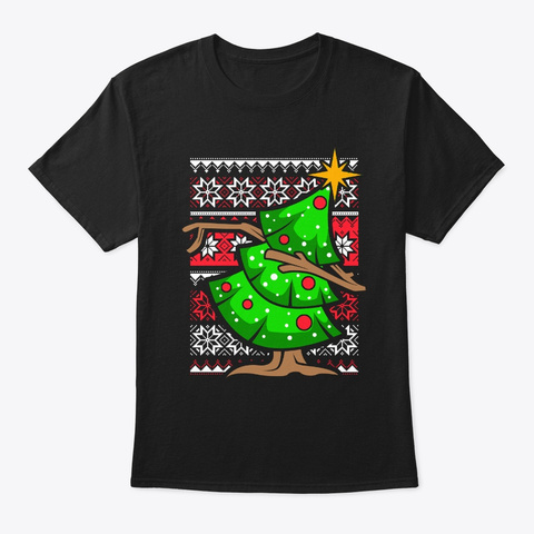 Ugly Christmas Dabbing Christmas Tree | Black T-Shirt Front