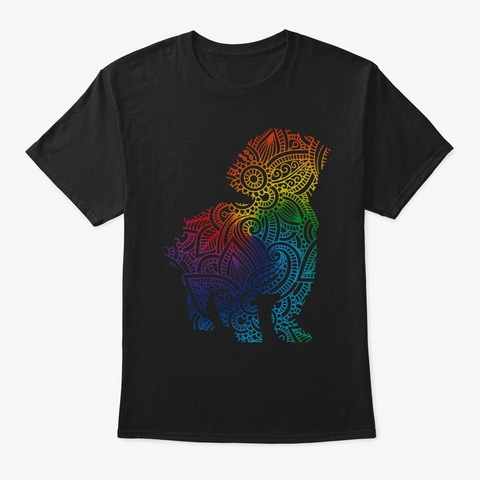 Shih Tzu Colorful Mandala Black T-Shirt Front
