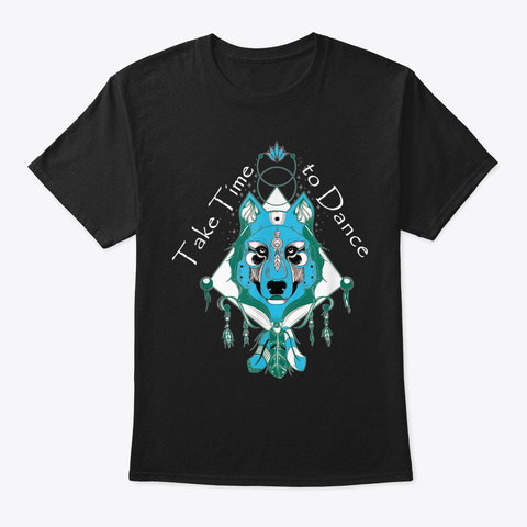 Native American Wolf Spiritual Dance Nov Black T-Shirt Front