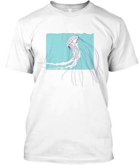 Cool Blue Jellyfish White T-Shirt Front