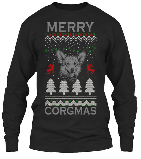 Merry Corgmas Black T-Shirt Front