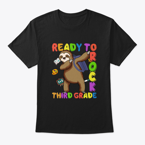 Dabbing 3 Rd Grade Sloth Back To School Black T-Shirt Front