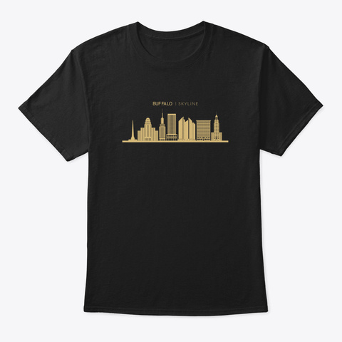 Buffalo City Skyline Travel Black T-Shirt Front