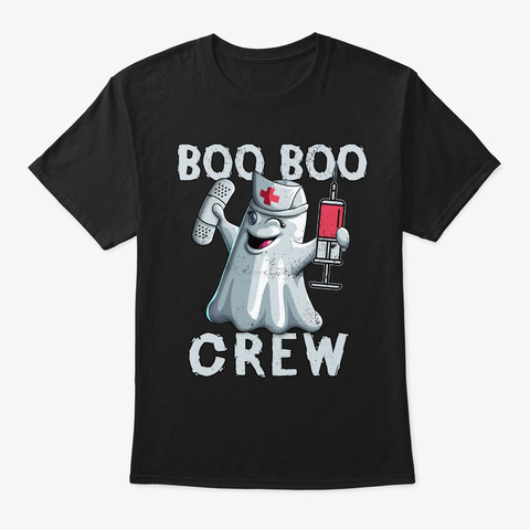 Boo Boo Crew Funny Nurse Ghost Halloween Black T-Shirt Front