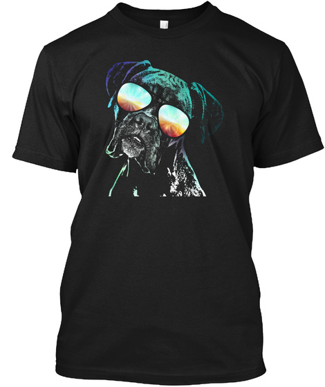 Boxer Dog Neon T Shirt Black T-Shirt Front
