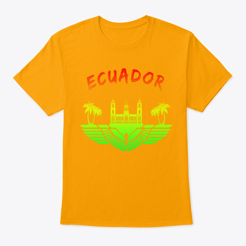 Ecuador Palace With Palm Trees Gift Gold T-Shirt Front