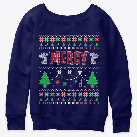Ugly Xmas Themed Gift For Mercy Navy  Maglietta Front