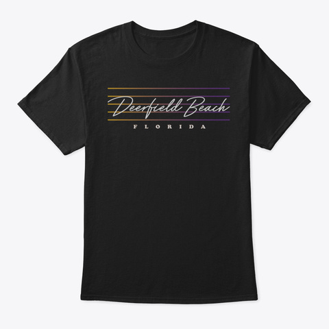 Deerfield Beach Hoodie Retro Style Flori Black T-Shirt Front