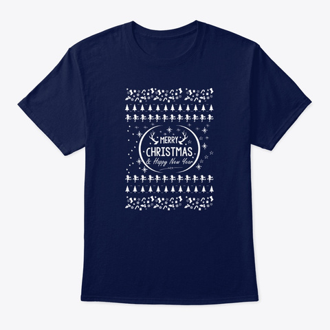 Christmas Women Ugly Sweaters Navy T-Shirt Front