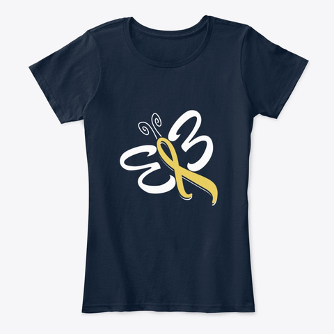 Childhood Cancer Awareness Butterfly New Navy T-Shirt Front