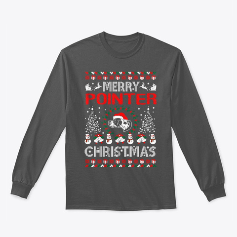 Merry Pointer Christmas Ugly Sweater Charcoal T-Shirt Front