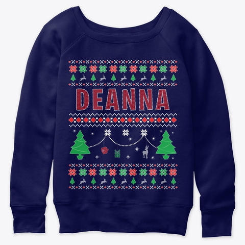 Xmas Themed Personalized For Deanna Navy  T-Shirt Front
