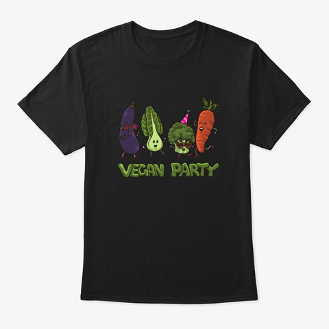 Vegan Party   Vegetables Celebration Black T-Shirt Front