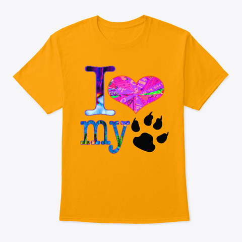 Wordtease Collage Art I Love My Cat Cla Gold T-Shirt Front