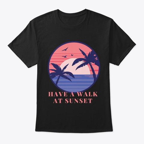 Summer Palm Sunset  Black T-Shirt Front