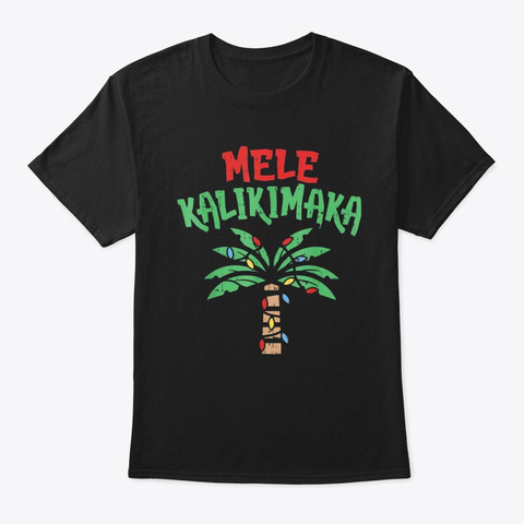 Mele Kalikimaka Palm Tree Shirt  Black T-Shirt Front