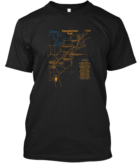 Appalachian Trail Map Black T-Shirt Front