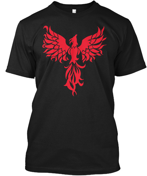 Abstract Red Phoenix Black T-Shirt Front