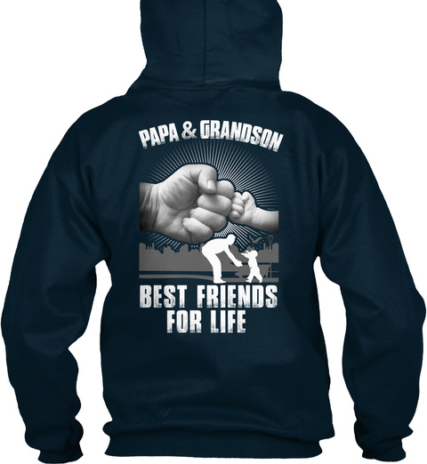 Papa & Grandson Best Friends For Life French Navy T-Shirt Back