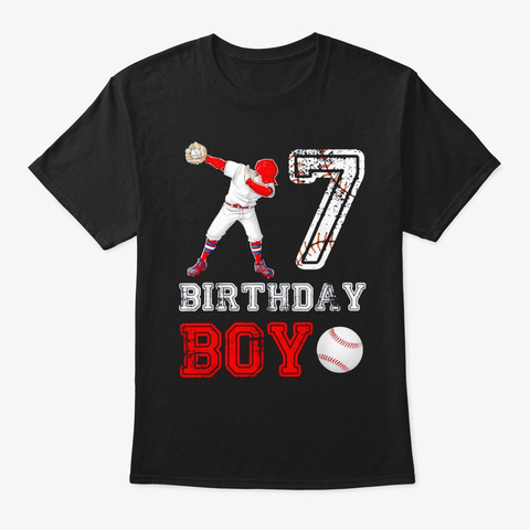 7th Birthday Boy Baseball Kids Toodler P Black Camiseta Front