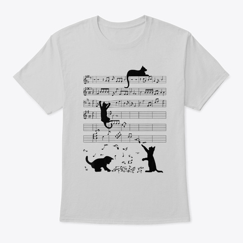 Cat Playing Music Musician Art T Shirt Light Steel T-Shirt Front