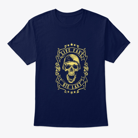 Hotrod Rock&Roll Classic Car Navy T-Shirt Front