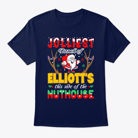 Jolliest Bunch Of Elliotts Christmas Navy T-Shirt Front