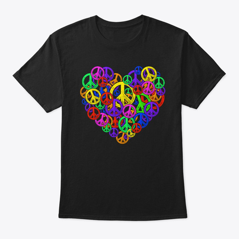 Peace Is Love   Heart Together Life Black Kaos Front