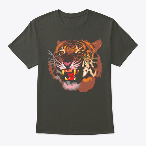 Angry Tiger Face Smoke Gray T-Shirt Front