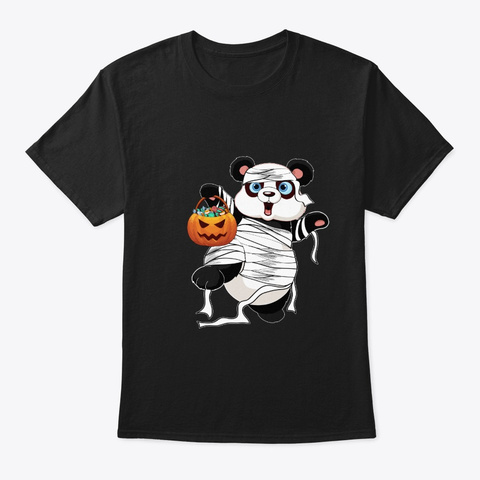 Panda Costume Mummy Halloween Gift Black T-Shirt Front