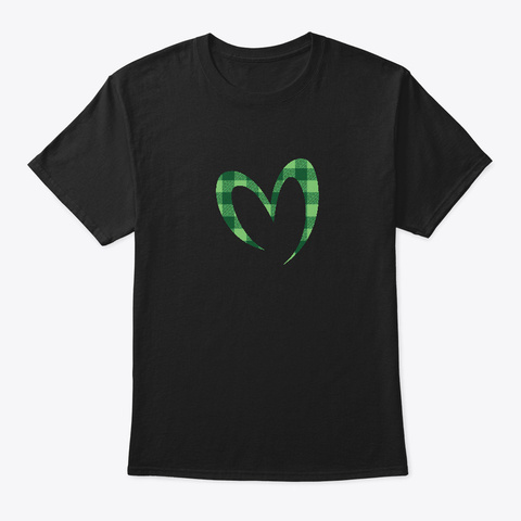 Buffalo Plaid Green Love M For Mother Black T-Shirt Front