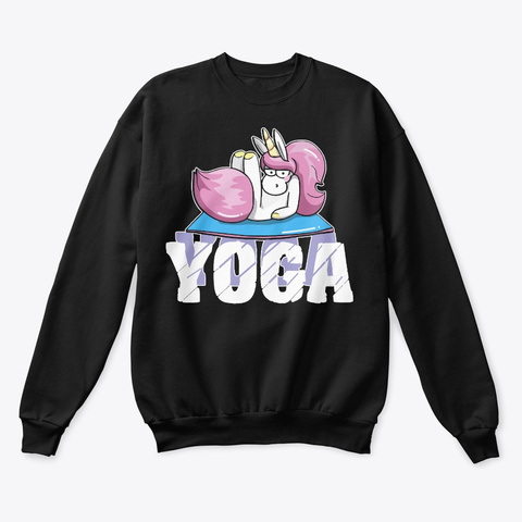 Funny Yoga Unicorn Art Black T-Shirt Front
