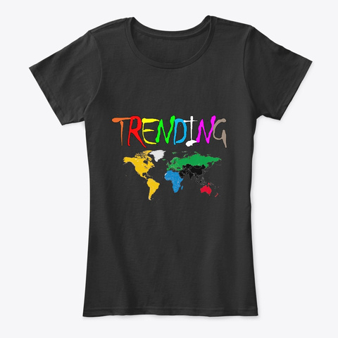 Trending All Over The Map Black T-Shirt Front