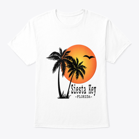 Siesta Key Souvenir Florida Beach Sun Pa White Maglietta Front