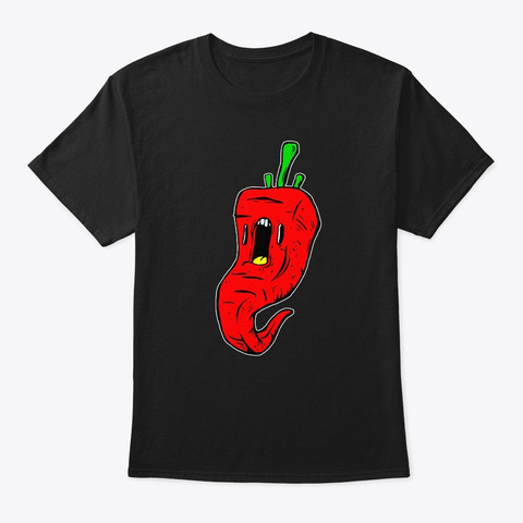 Screaming Hot Chili Art Illustration Black T-Shirt Front